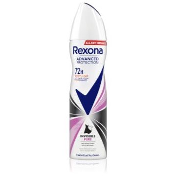 Rexona Advanced Protection Invisible Pure antiperspirant împotriva petelor albe și galbene 72 ore