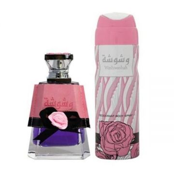 Set Apa de Parfum, 100 ml + Deodorant Spray, 50 ml, pentru Femei - Lattafa Perfumes, Washwashah, 1 set ieftina