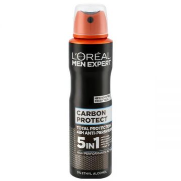 Deodorant Antiperspirant Spray pentru Barbati - L'Oreal Paris Men Expert Carbon Protect 5in1, 150 ml ieftin