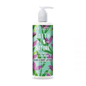 Lotiune pentru Maini si Corp cu Lavanda si Muscata - Faith in Nature Lavender & Geranium Hand & Body Lotion, 400 ml ieftina