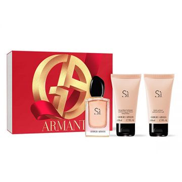 Set Cadou Armani Si, Femei, Apa de Parfum, 50 ml + Lotiune de corp 50 ml + Gel de dus , 50 ml de firma original