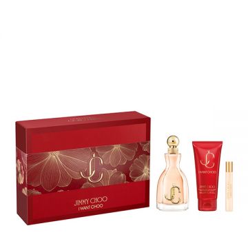 Set cadou Jimmy Choo I Want Choo, Femei, Apa de Parfum 100 ml + Lotiune de corp 100 ml + Apa de Parfum 10 ml