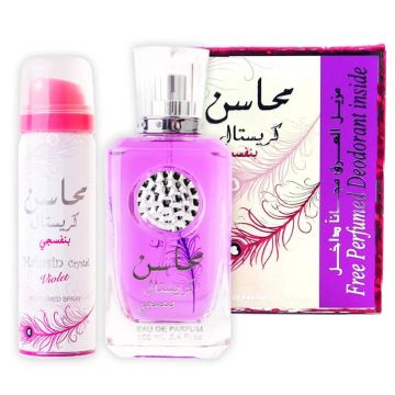 Set cadou pentru femei Lattafa Perfumes Mahasin Crystal Violet - 100ml