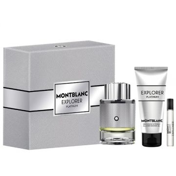 Set Mont Blanc Explorer Platinum, Barbati, Apa De Parfum, 100 ml + Apa De Parfum, 7.5 ml + Gel De Dus, 100 ml