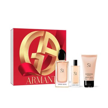 Set Cadou Armani Si, Femei, Apa de Parfum, 100 ml + Lotiune de Corp, 50 ml + Apa de Parfum, 15 ml