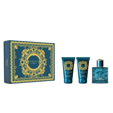 Set cadou Versace Eros, Barbati, Apa de Toaleta, 50 ml + Gel de dus 50 ml + After shave balsam, 50 ml