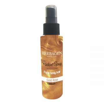 Spray cu Sclipici - Herbagen Radiant Spray Gold Rose, 100 ml