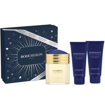 Boucheron Pour Homme, Apa de Parfum, 100 ml + After Shave Balm 100, ml + Gel de dus, 100 ml de firma original