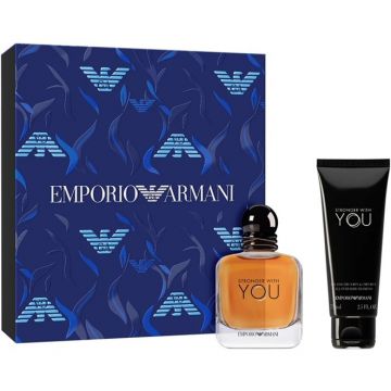 Set Giorgio Armani, Stronger with You, Barbati, Apa de Toaleta, 50 ml + Gel de dus, 75 ml (Gramaj: 50 ml Apa de Toaleta + 75 ml Gel de dus) de firma original