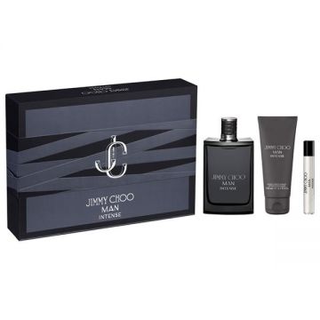 Set Jimmy Choo Man Intense: Apa de Toaleta 100 ml + Apa de Toaleta Travel Size 7.5 ml + Gel de Dus 100 ml de firma original