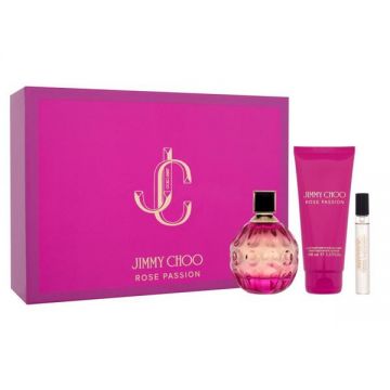 Set Jimmy Choo Rose Passion: Apa de Parfum 100 ml + Apa de Parfum Travel Size 7.5 ml + Lotiune de Corp 100 ml de firma original