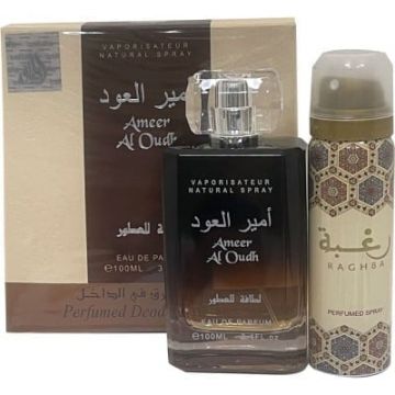 Apa de parfum Ameer Al Oudh + Deo, Lattafa, Barbati - 100 ml