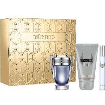 Set Cadou Paco Rabanne Invictus, Barbati, Apa de Toaleta, 50 ml + Gel de dus, 100 ml + Apa de Toaleta, 10 ml