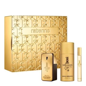 Set cadou Set Cadou Paco Rabanne 1 Million, Barbati, Apa de Parfum, 50 ml + Deodorant spray 150 ml + mini Apa de Parfum, 10 ml