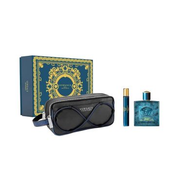 Set cadou Versace Eros Eau de Parfum, Barbati (Continut set: 100ml Apa de parfum + 10ml Apa de parfum + Geanta)