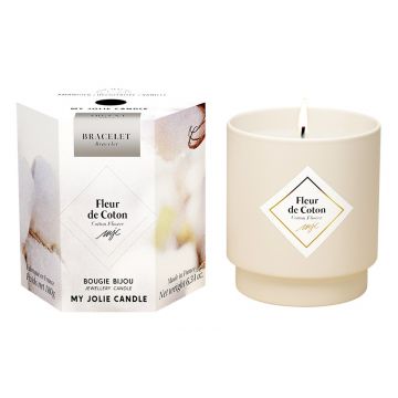 Lumanare parfumata My Jolie Candle Les Surprenantes Cotton Flower 180g + bratara argintie surpriza