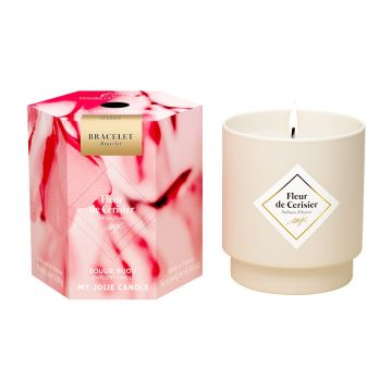 Lumanare parfumata My Jolie Candle Les Surprenantes Sakura Flower 180g + bratara aurie surpriza