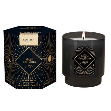 Lumanare parfumata My Jolie Candle Magie des Astres Tea Flower 180g + colier auriu cu pandantiv reversibil luna-soare