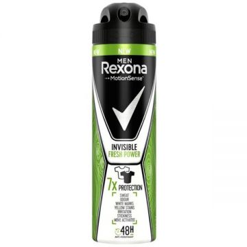 Deodorant Antiperspirant Spray pentru Barbati Invizibil - Rexona Men MotionSense Invisibil Fresh Power 48h, 150 ml