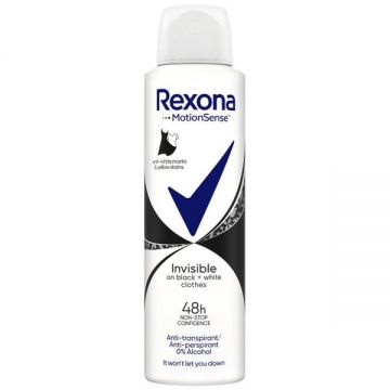 Deodorant Antiperspirant Spray pentru Femei Invizibil - Rexona MotionSense Invisible Black&White 48h, 150 ml