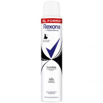 Deodorant Antiperspirant Spray pentru Femei Invizibil - Rexona MotionSense Invisible Black&White 48h, 200 ml