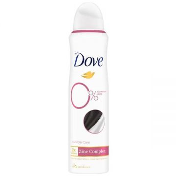 Deodorant Spray 0% Saruri de Aluminiu - Dove 0% Aluminium Salts Invisible Care Zinc Complex, 150 ml