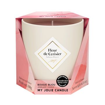 Lumanare parfumata My Jolie Candle Les Essentielles Sakura Flower 180g + bratara aurie cu decor negru ieftin