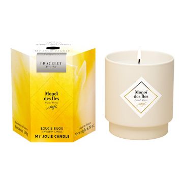 Lumanare parfumata My Jolie Candle Les Surprenantes Island Monoi 180g + bratara argintie surpriza ieftin