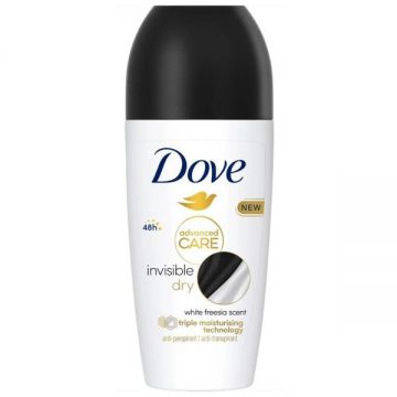 Deodorant Roll-On - Dove Advanced Care Invisible Dry White Freesia Scent, 50 ml