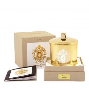 Draco - gold glass candle with metal lid 170 gr