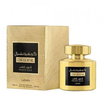 Lattafa Confidential Private Gold Apa de Parfum, Femei, 100 ml Lattafa Confidential Private Gold Apa de Parfum, Femei, 100 ml