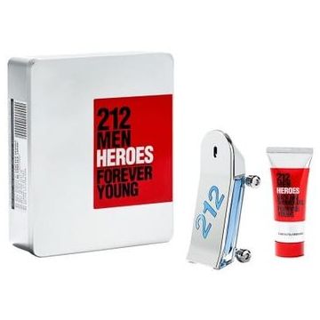 Set cadou Carolina Herrera 212 Heroes Forever Young Men (Apa de toaleta 90 ml + Gel de dus 100 ml), pentru barbati