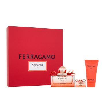 Set cadou Salvatore Ferragamo Signorina Unica, Femei, Apa de Parfum, 100 ml + Lotiune de corp, 50 ml +Apa de Parfum, 5 ml