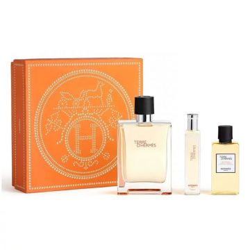 Set cadou Terre D'Hermes, Barbati, Apa de Toaleta, 100 ml + Gel de dus pentru par si corp 40 ml + Apa de Toaleta, 15 ml