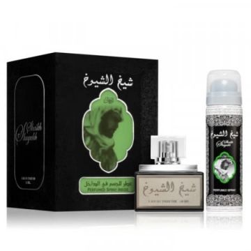 Apa de Parfum Sheikh Al Shuyukh Black, Lattafa Perfumes, Barbati - 50 ml + Deodorant Spray, Lattafa Perfumes, Barbati - 50 ml