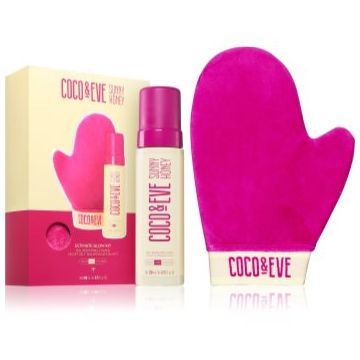 Coco & Eve Sunny Honey Ultimate Glow Kit spumă auto-bronzantă cu mănușă aplicatoare