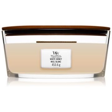 Woodwick White Honey lumânare parfumată cu fitil din lemn (hearthwick) de firma original