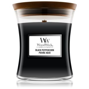 Woodwick Black Peppercorn lumânare parfumată cu fitil din lemn ieftin