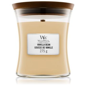 Woodwick Vanilla Bean lumânare parfumată cu fitil din lemn de firma original