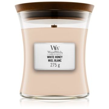 Woodwick White Honey Miel Blanc lumânare parfumată cu fitil din lemn de firma original