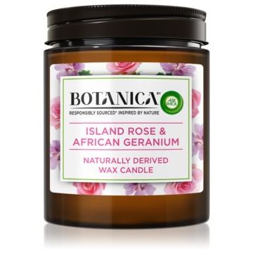 Air Wick Botanica Island Rose & African Geranium lumânare parfumată cu aromă de trandafiri