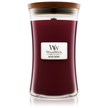 Woodwick Black Cherry lumânare parfumată cu fitil din lemn