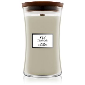 Woodwick Fireside Au Coin Du Feu lumânare parfumată cu fitil din lemn