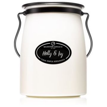 Milkhouse Candle Co. Creamery Holly & Ivy lumânare parfumată Butter Jar