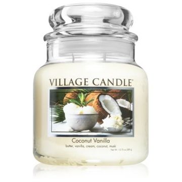 Village Candle Coconut Vanilla lumânare parfumată (Glass Lid) de firma original