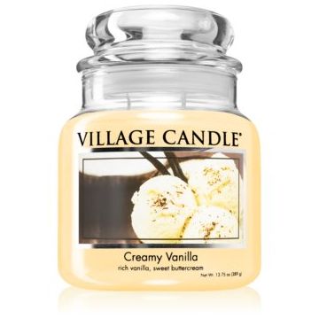 Village Candle Creamy Vanilla lumânare parfumată (Glass Lid)