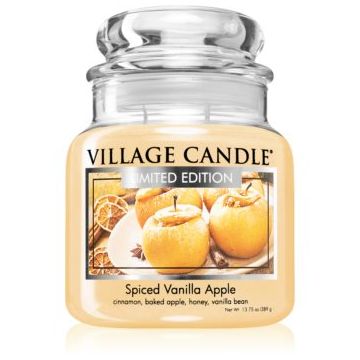 Village Candle Spiced Vanilla Apple lumânare parfumată (Glass Lid) de firma original