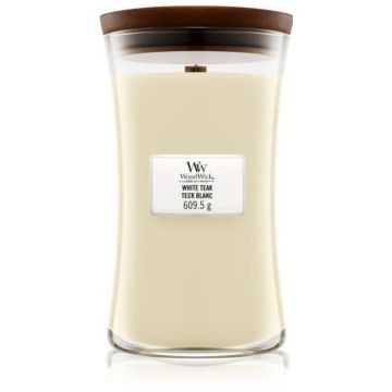 Woodwick White Teak lumânare parfumată  cu fitil din lemn