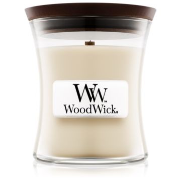 Woodwick Linen lumânare parfumată cu fitil din lemn