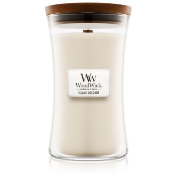 Woodwick Island Coconut lumânare parfumată cu fitil din lemn de firma original